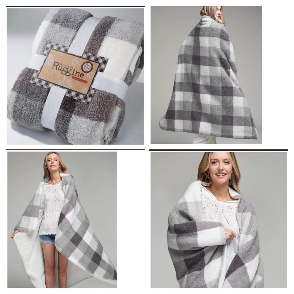 Super Soft Ruggine Luxury Plush Plaid Throw